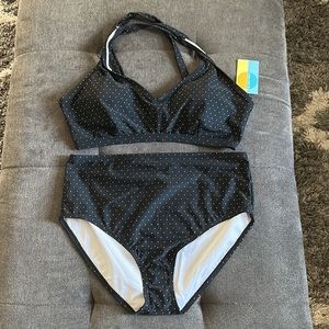 Island Rays Cross Back Bralette With High Waist Bottom Swimsuit